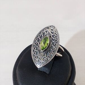 Hebei Peridot Bali Ring in Sterling Silver Size 5
